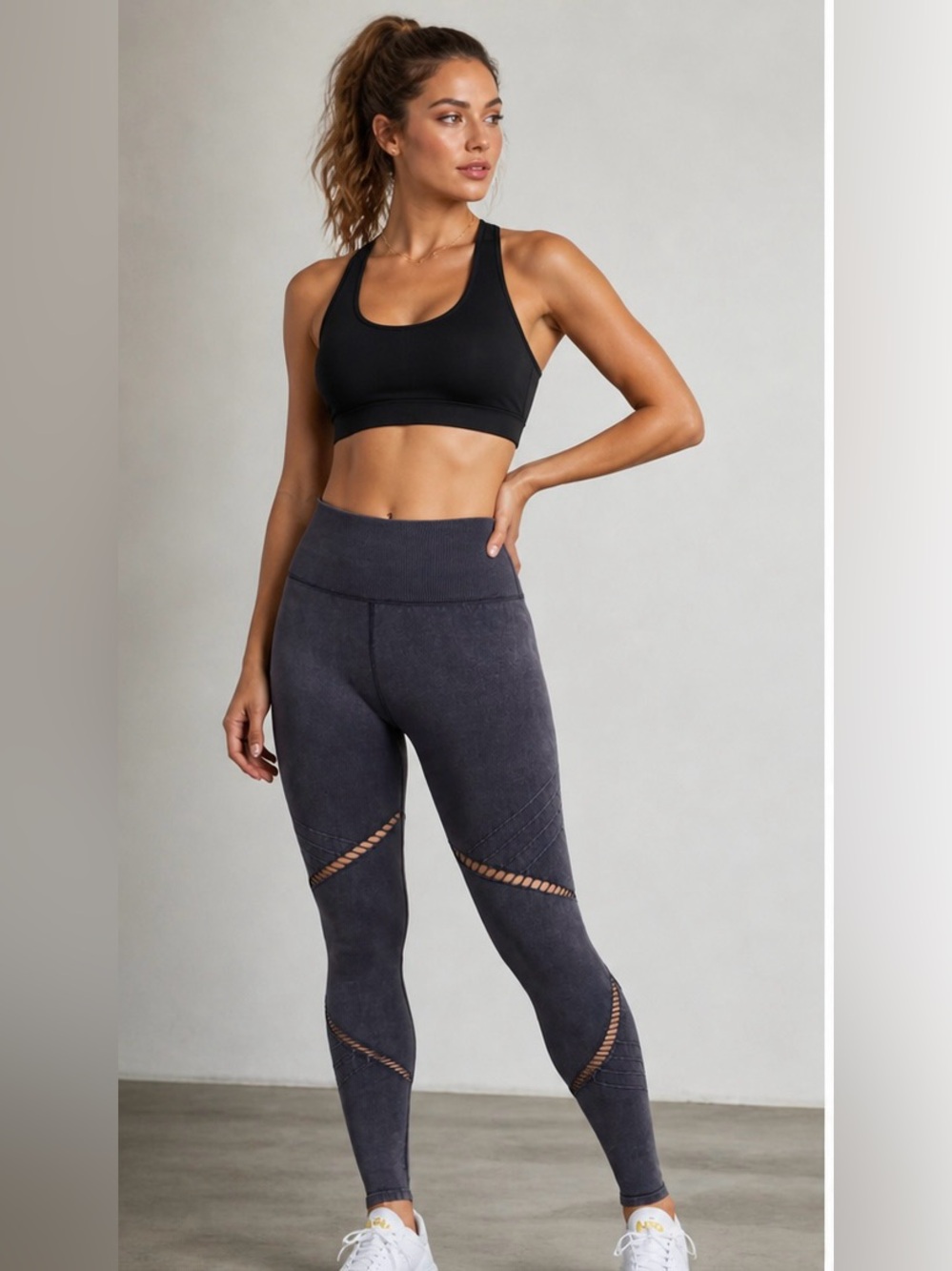 SoulCycle Moto Cutout Compression Leggings Gray High Rise Athleisure XS/S